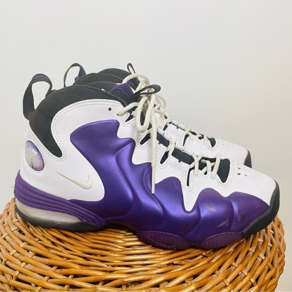 Nike Air Penny 3 Eggplant Basketball Sneakers Shoes 8.5 Purple‎ White Mens